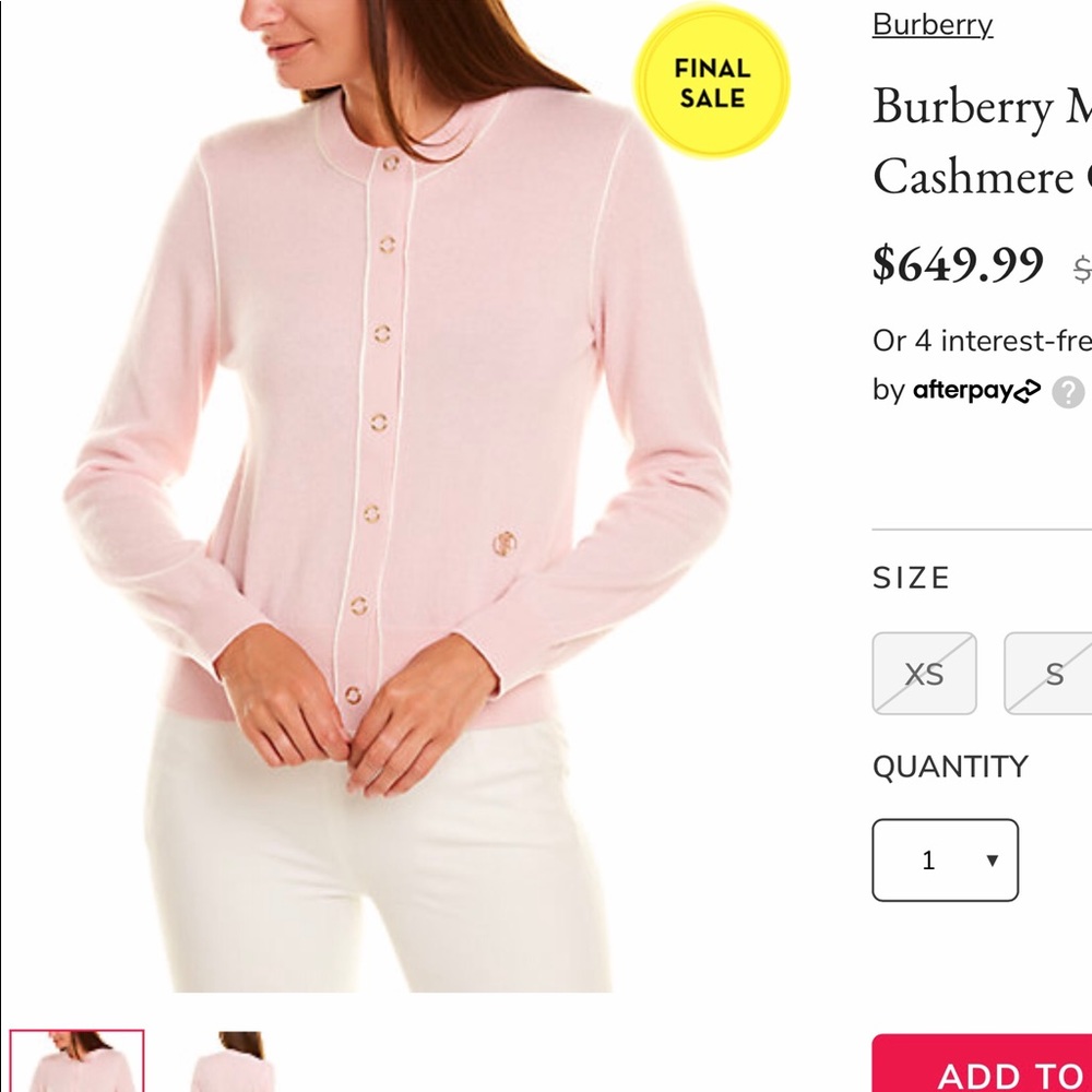 Like new women’s cashmere cardigan Burberry M